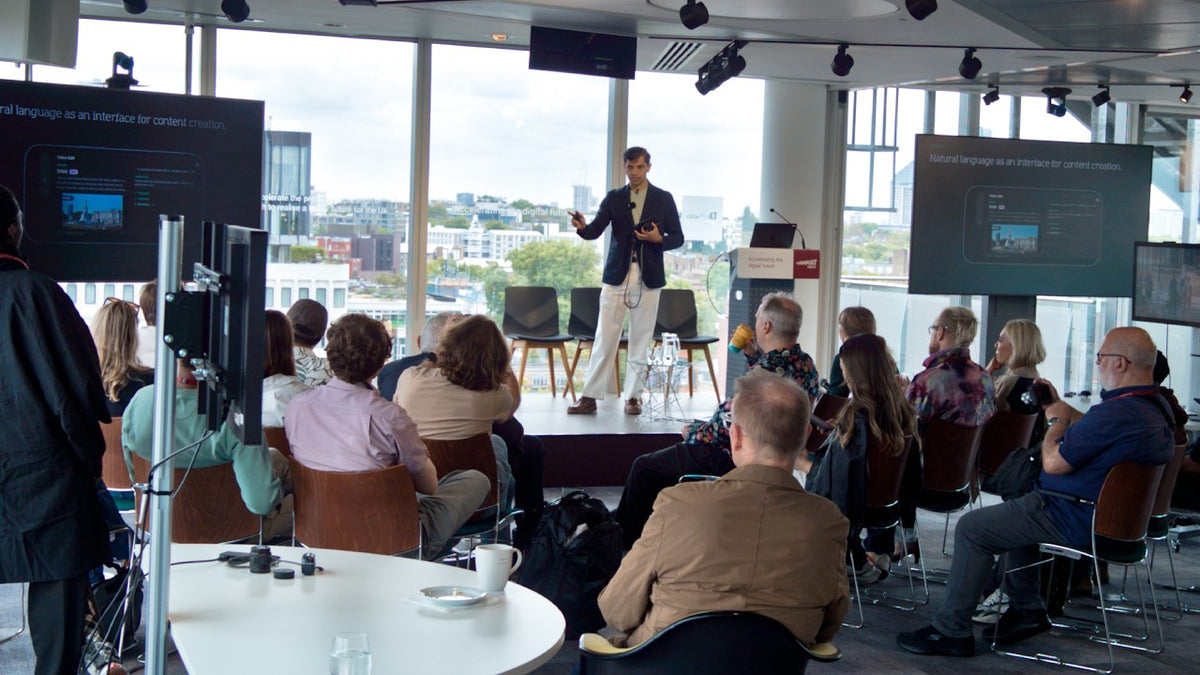 Vishal Kumar presenting Generative Video Editing at the Caira press event, Digital Catapult, London, 2 September 2026