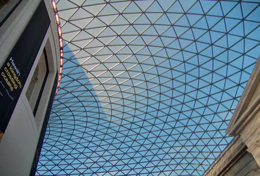 Lattice glass roof of the British Museum Great Court — captured with Caira
