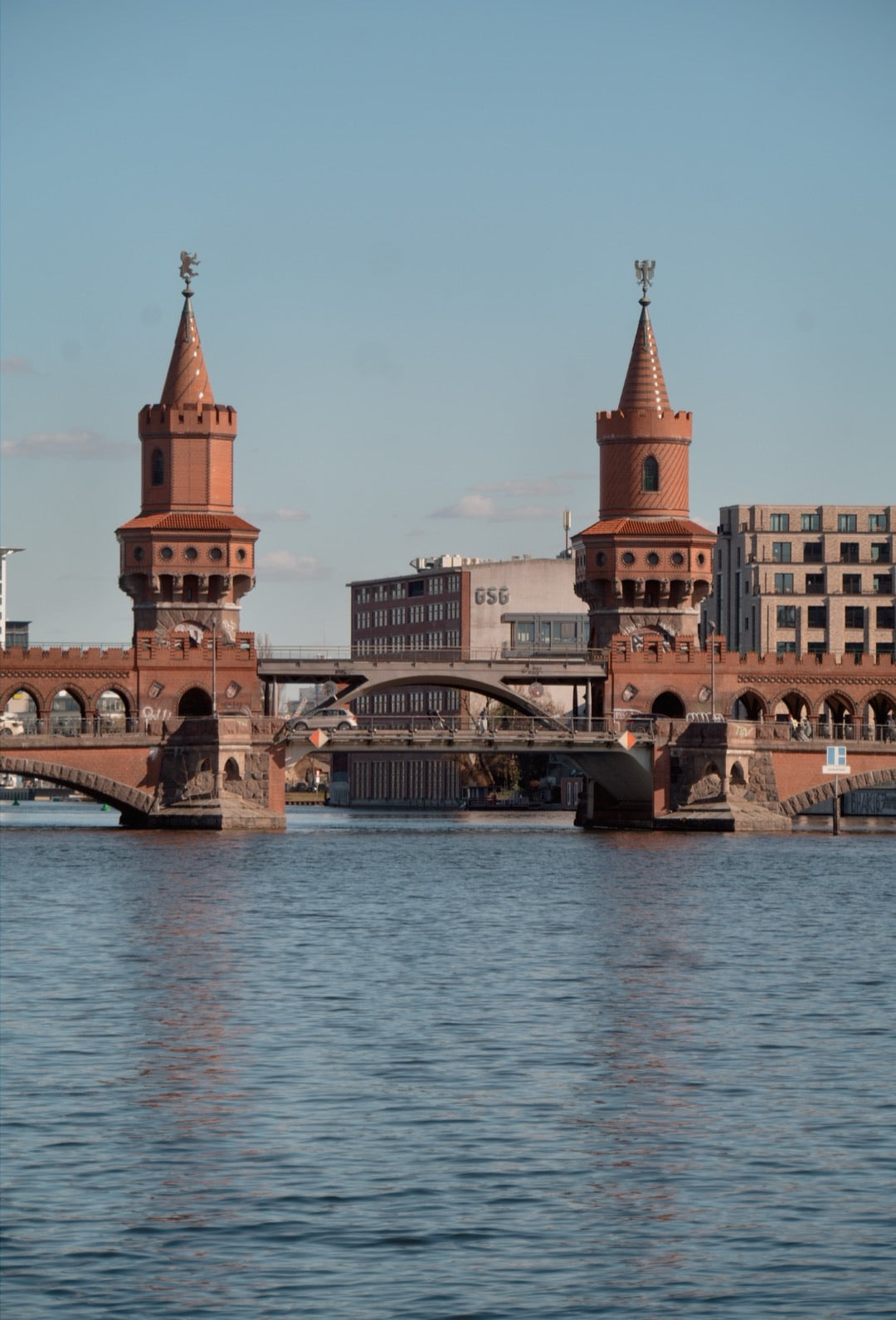 Twin brick towers of the Oberbaum Bridge over the Spree