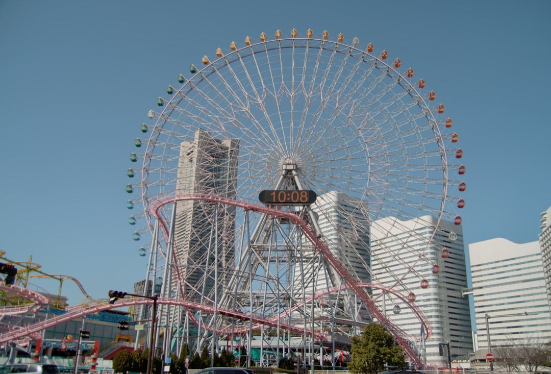 Cosmo Clock ferris wheel and rollercoaster in Yokohama